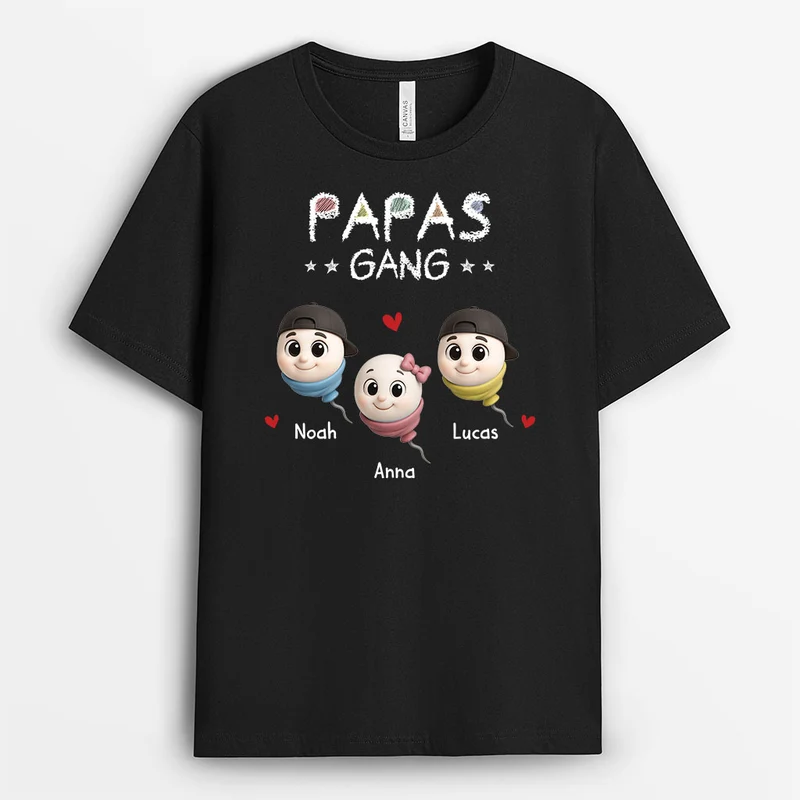 Papas Gang - Personalisiertes Geschenk | Mama Papa Shirt Schwarz Sperma Bunstifte