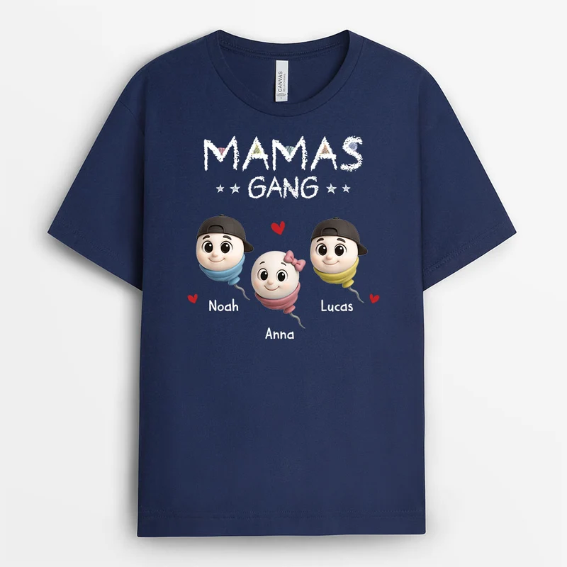 Papas Gang - Personalisiertes Geschenk | Mama Papa Shirt Schwarz Sperma Bunstifte