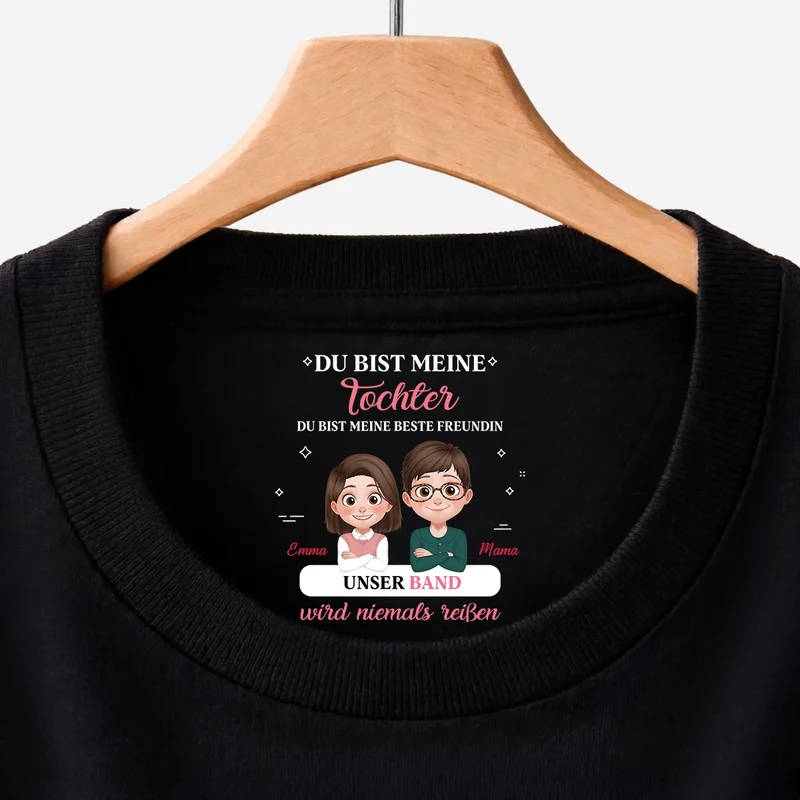 Unser Band Wird Niemals Reißen - Personalisiertes Geschenk | Schwarzes T Shirt Nackenlabel Drucken Tochter Sohn Schwester Bruder