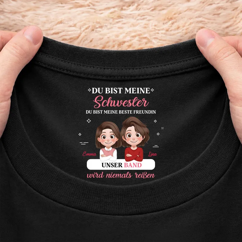 Unser Band Wird Niemals Reißen - Personalisiertes Geschenk | Schwarzes T Shirt Nackenlabel Drucken Tochter Sohn Schwester Bruder