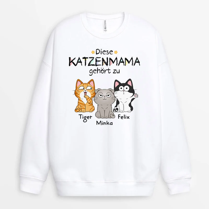 Die Katzenmama Katzenpapa Gehört Zu - Personalisiertes Geschenk | Pullover für Katzenliebhaber