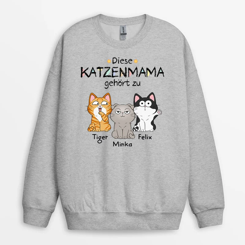 Die Katzenmama Katzenpapa Gehört Zu - Personalisiertes Geschenk | Pullover für Katzenliebhaber