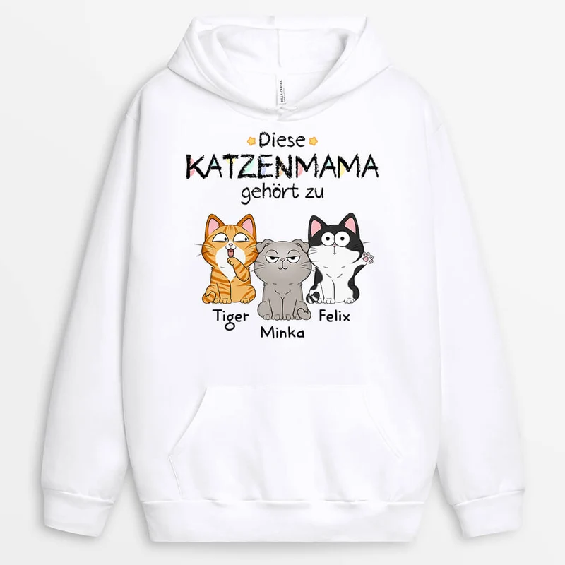 Die Katzenmama Katzenpapa Gehört Zu - Personalisiertes Geschenk | Hoodie für Katzenliebhaber
