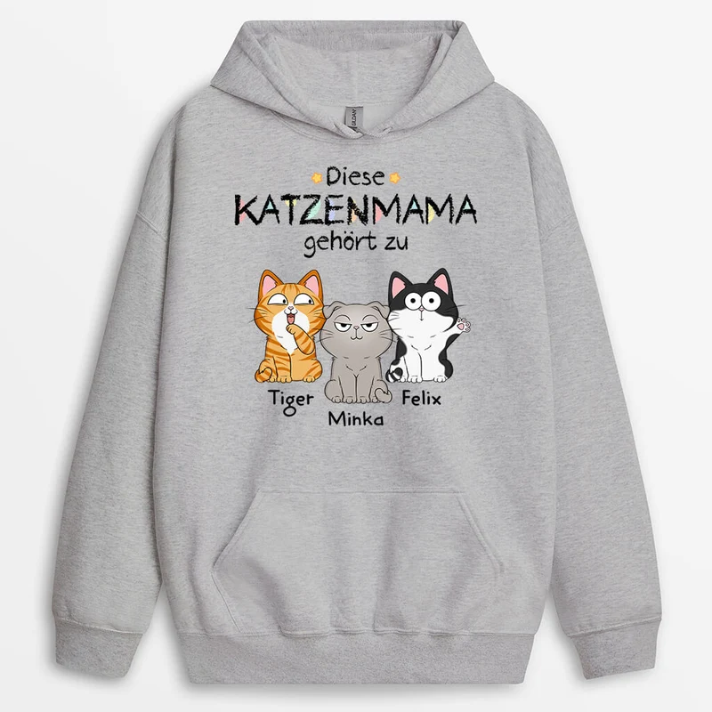 Die Katzenmama Katzenpapa Gehört Zu - Personalisiertes Geschenk | Hoodie für Katzenliebhaber