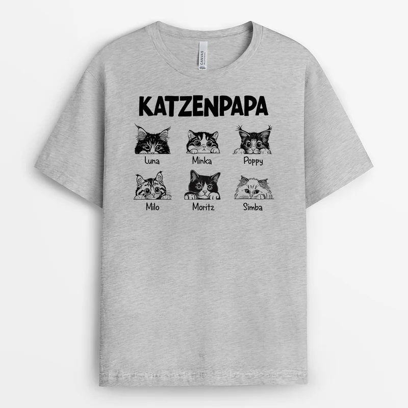 Katzenpapa - Personalisiertes Geschenk | T-Shirt für Katzenhalter