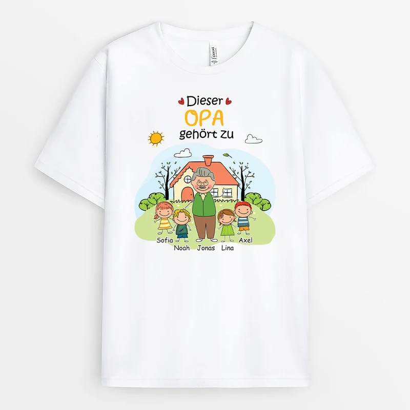 Dieser Papa/Opa Gehört Zu Lineart - Personalisiertes Geschenk | T-shirt für Opas/Papas