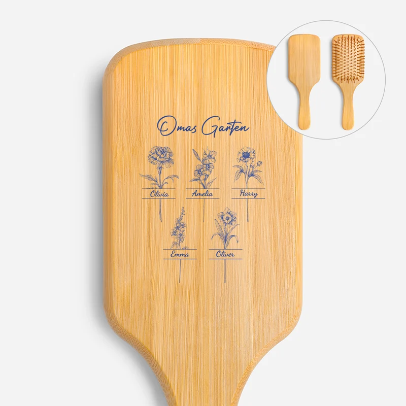 Omas Garten Toile De Jouy - Personalisiertes Geschenk Garten | UV Druck Bambus Haarbürste Oma