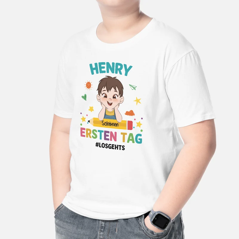 Schönen Ersten Tag - Personalisiertes Geschenk | T Shirt Einschulung Kinder