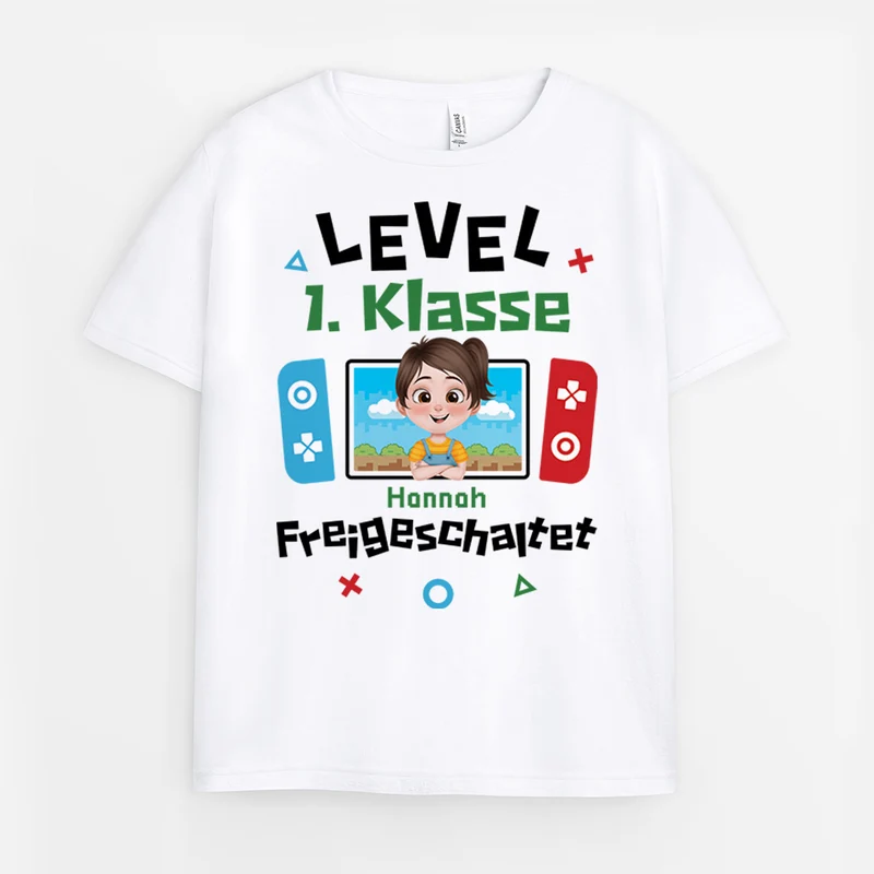 Level ... Klasse Freigeschaltet - Personalisiertes Geschenk | T Shirt Einschulung Kinder