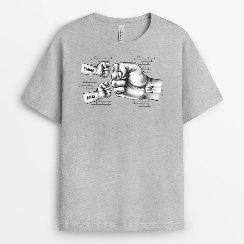 Papa Kinder Mit Fäusten Ziegelmauer - Personalisiertes Geschenk | T Shirt Papa