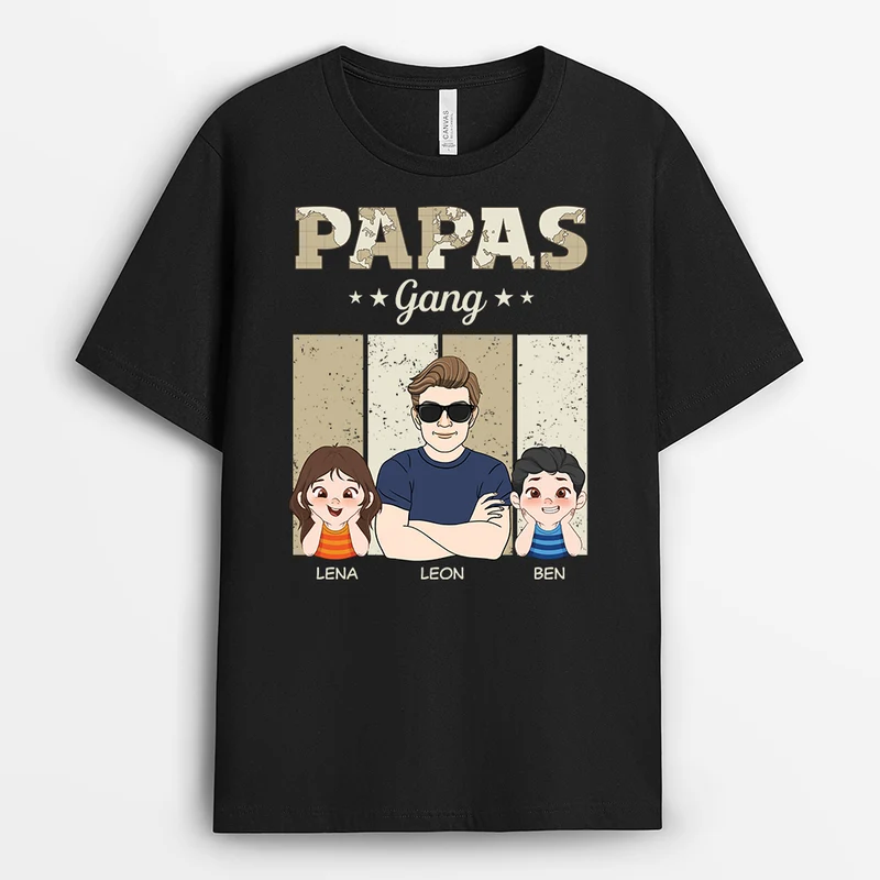 Papas Gang Weltkarte Vintage - Personalisiertes Geschenk | T Shirt Papa