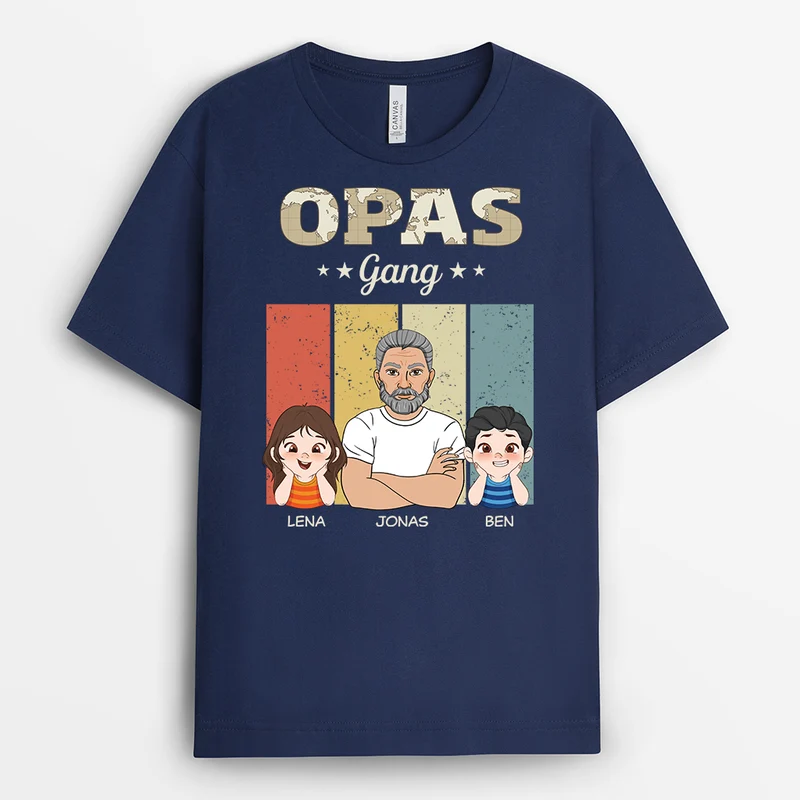 Papas Gang Weltkarte Vintage - Personalisiertes Geschenk | T Shirt Papa