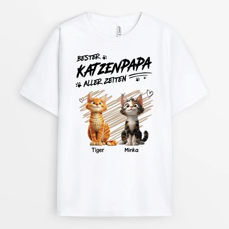 Bester Katzenpapa Aller Zeiten - Personalisiertes Geschenk | T shirt Katze