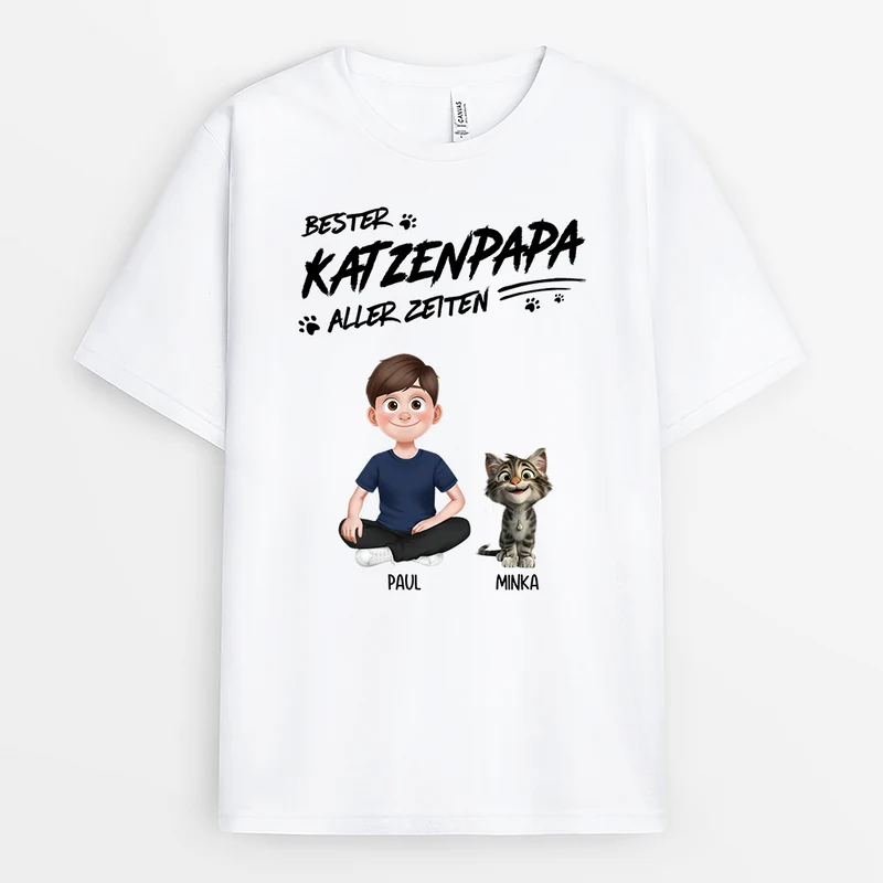 Bester Katzenpapa Aller Zeiten Cartoon - Personalisiertes Geschenk | Katze T-Shirts