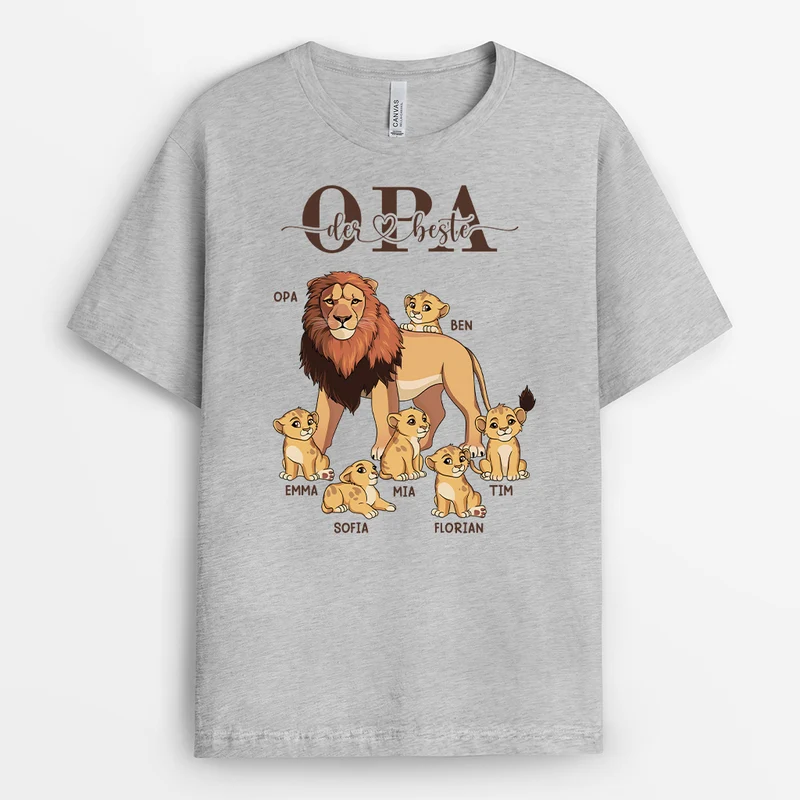 Papa Löwe - Personalisiertes Geschenk | Weißes T Shirt Papa