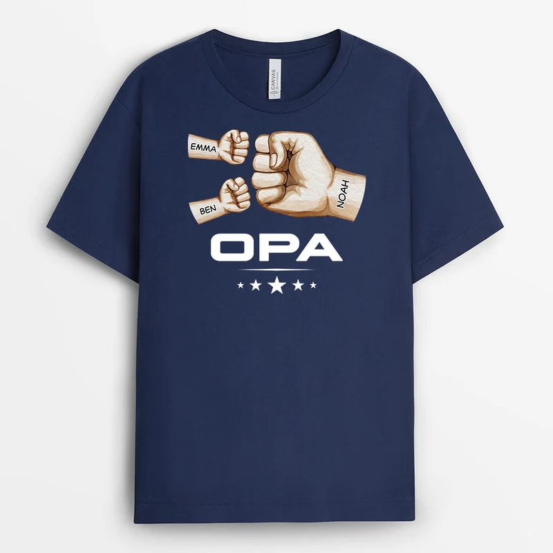 Papas - Personalisiertes Geschenk | T-Shirt für Papas mit Faustmotiv im Aquarellstil