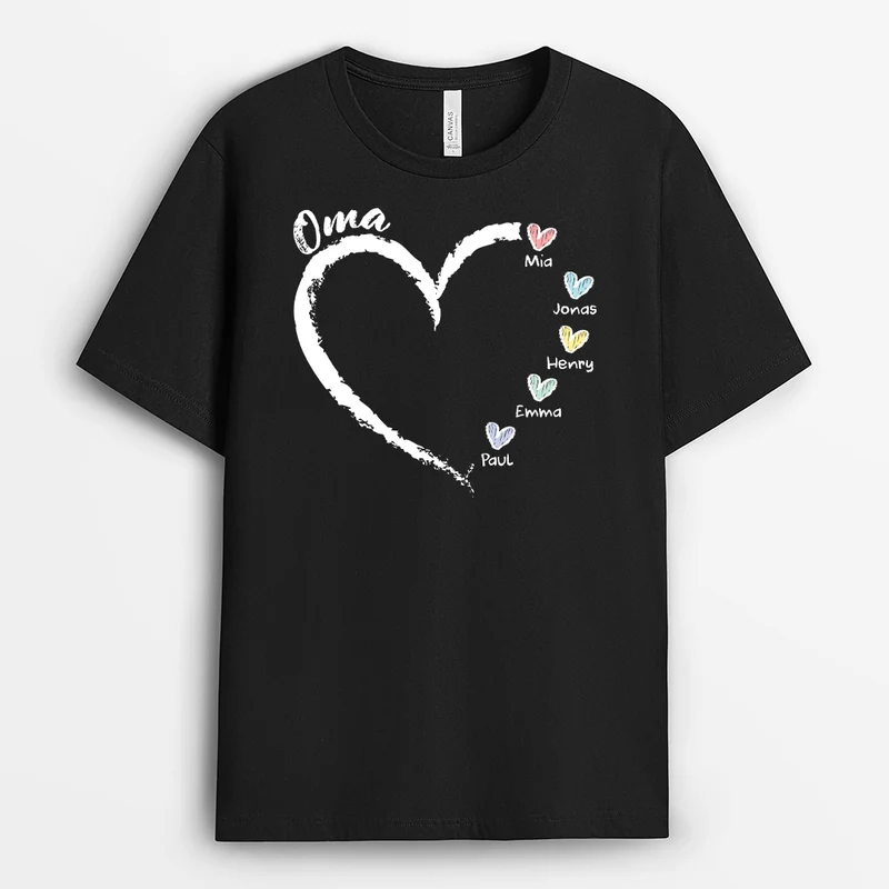 Oma Herzen Buntstifte - Personalisiertes Geschenk | Mama Oma T Shirt