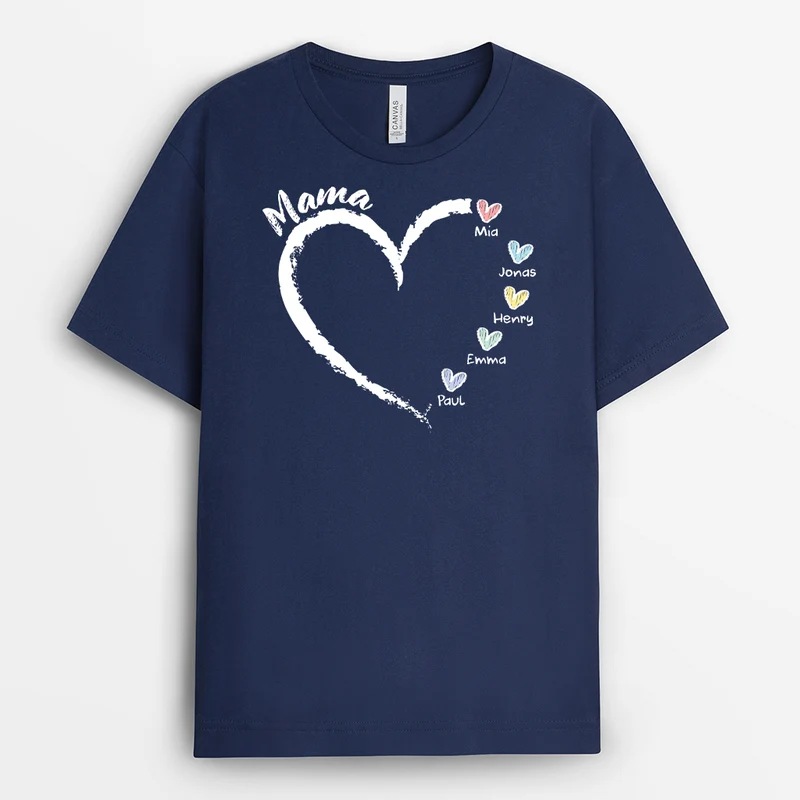 Oma Herzen Buntstifte - Personalisiertes Geschenk | Mama Oma T Shirt