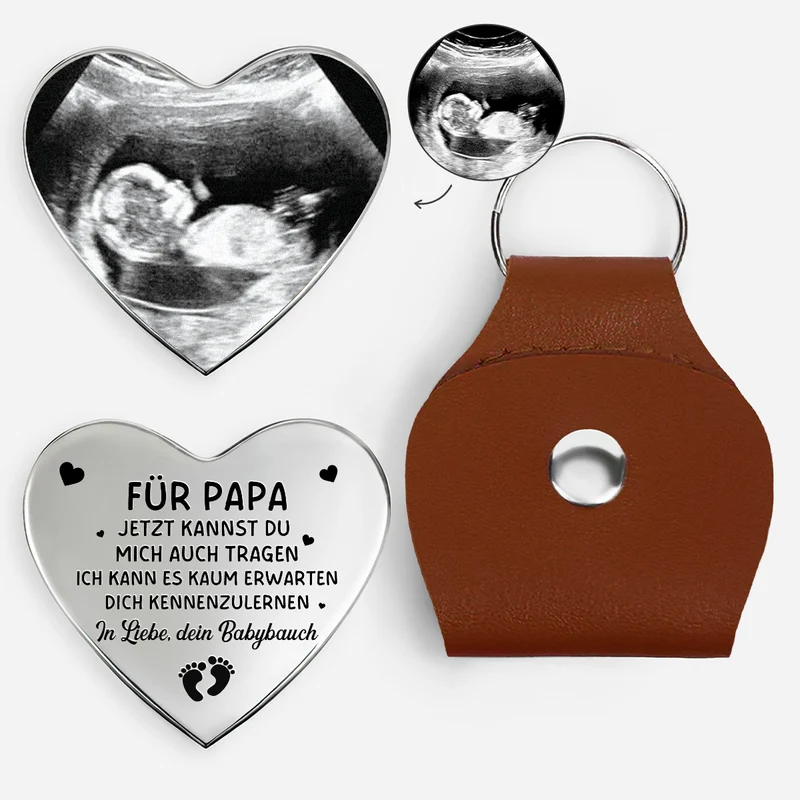 Ich Kann Es Kaum Erwarten - Personalisiertes Geschenk Werdender Papa | Herz Pocket Hug Schlüsselanhänger Ultraschallfoto