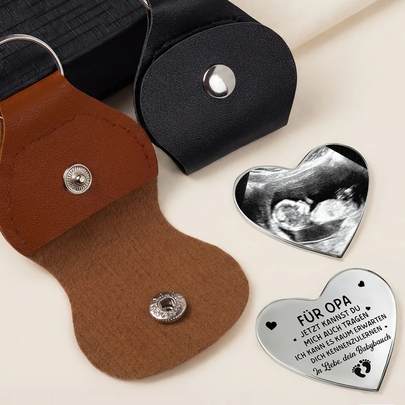 Ich Kann Es Kaum Erwarten - Personalisiertes Geschenk Werdender Papa | Herz Pocket Hug Schlüsselanhänger Ultraschallfoto
