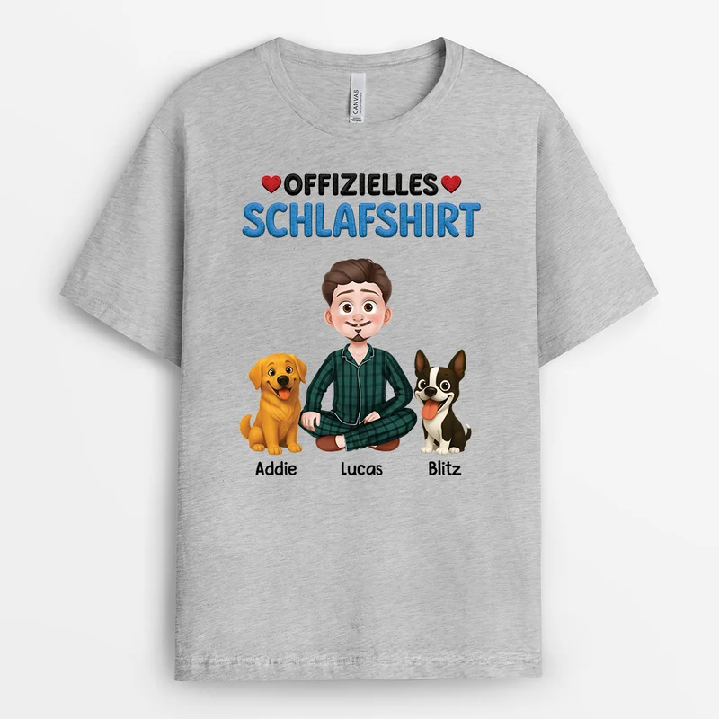 Offizielles Schlafshirt Hund - Personalisiertes Hunde Geschenk | T Shirt Cartoon