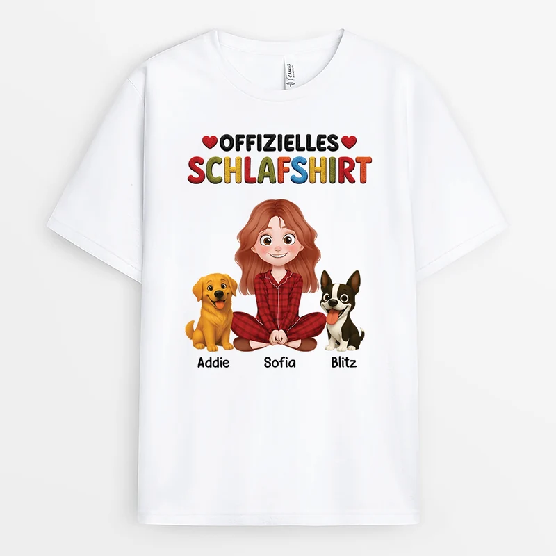Offizielles Schlafshirt Hund - Personalisiertes Hunde Geschenk | T Shirt Cartoon