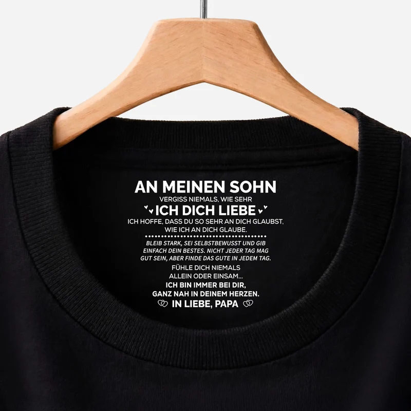 Bleib Stark Sei Selbstbewusst Und Gib Einfach Dein Bestes - Personalisiertes Geschenk | Schwarzes T Shirt Nackenlabel Drucken Sohn Tochter Männer Frauen