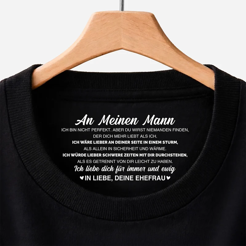 Ich Liebe Dich Für Immer Und Ewig - Personalisierte Geschenke Paare | Schwarzes T Shirt Nackenlabel Drucken