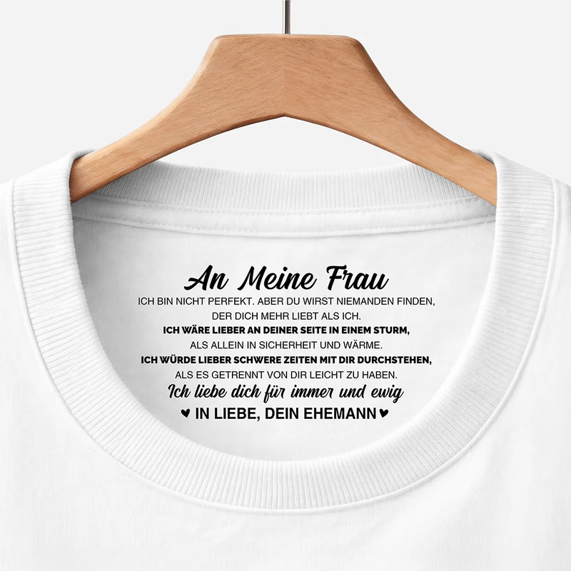 Ich Liebe Dich Für Immer Und Ewig - Personalisierte Geschenke Paare | Weißes T Shirt Nackenlabel Drucken