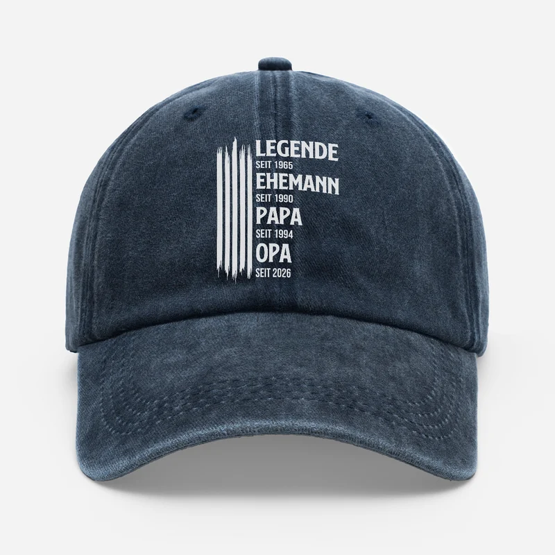 Legende Ehemann Papa Opa - Personalisiertes Geschenk | Washed Cap Opa Oma Papa Mama