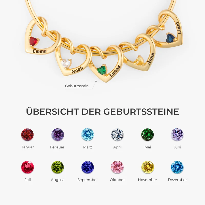 Herz Mit Geburtstein - Personalisiertes Geschenk | Armband Herren Und Damen