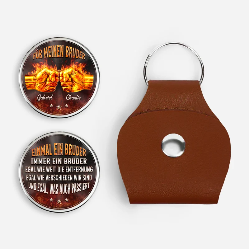 Einmal Bruder Immer Bruder - Personalisiertes Geschenk | Pocket Hug Schlüsselanhänger Freunde Feuer