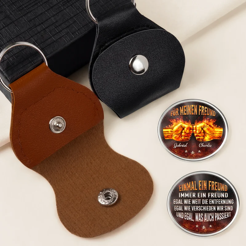 Einmal Bruder Immer Bruder - Personalisiertes Geschenk | Pocket Hug Schlüsselanhänger Freunde Feuer