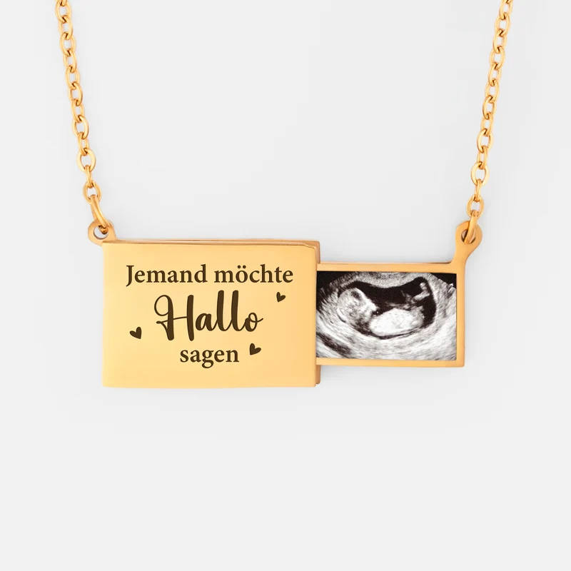 Jemand Möchte Hallo Sagen - Personalisierte Baby Geschenk | Kette Für Baby Ultraschallfoto