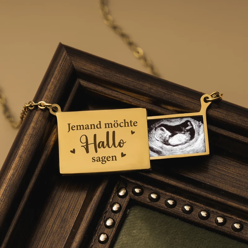 Jemand Möchte Hallo Sagen - Personalisierte Baby Geschenk | Kette Für Baby Ultraschallfoto