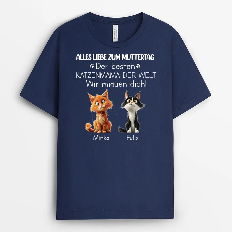 Vatertag Katzenpapa Wir Miauen Dich - Personalisiertes Geschenk | Schwarzes T shirt Katze