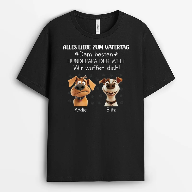 Vatertag Hundepapa Wir Wuffen Dich - Personalisiertes Geschenk | Schwarzes T shirt Hund