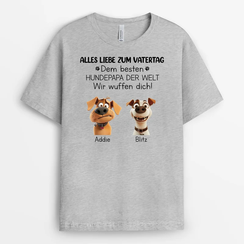 Vatertag Hundepapa Wir Wuffen Dich - Personalisiertes Geschenk | Weißes T shirt Hund