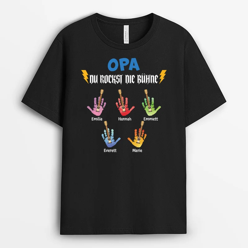 Opa Du Rockst Die Bühne - Personalisiertes Geschenk | T-Shirt Opa