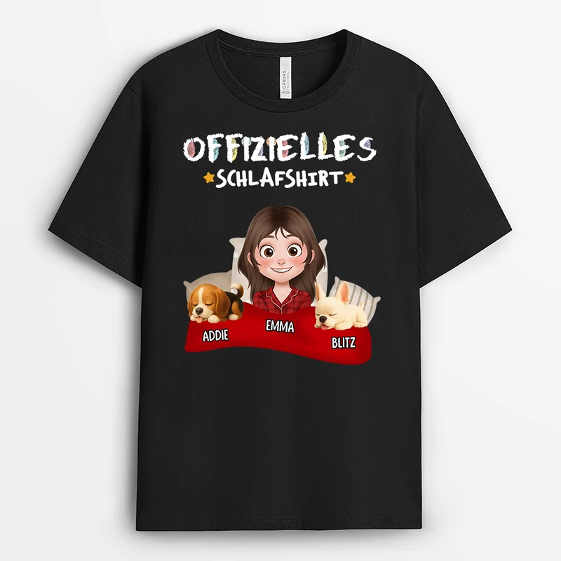 Offizielles Schlafshirt Cartoon Buntstifte - Personalisiertes Geschenk | Hunde T-shirts