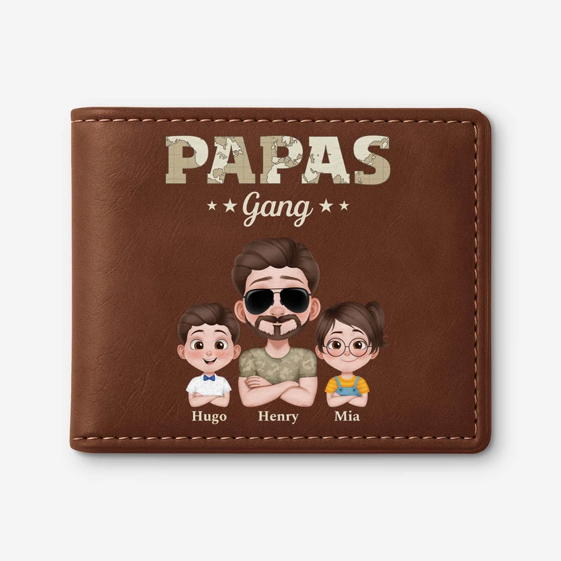 Papas Gang Weltkarte Armeemuster - Personalisierte Geschenke Herren | Portemonnaie