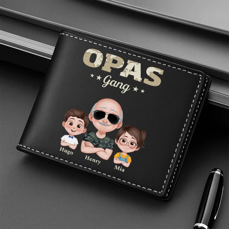 Papas Gang Weltkarte Armeemuster - Personalisierte Geschenke Herren | Portemonnaie