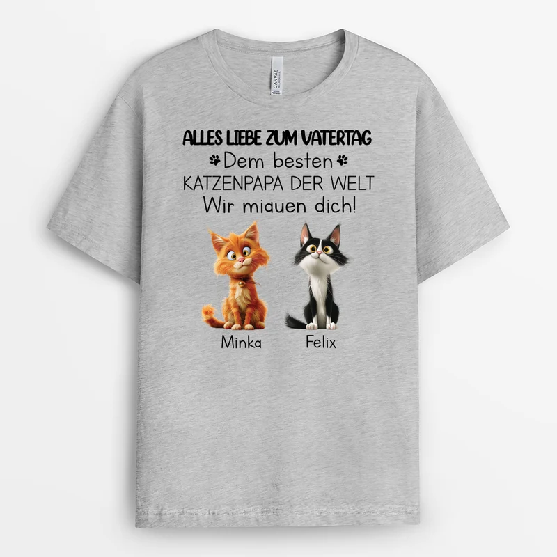 Vatertag Katzenpapa Wir Miauen Dich - Personalisiertes Geschenk | Weißes T shirt Katze