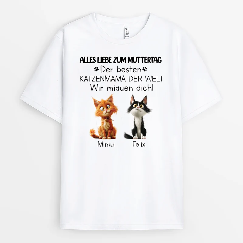 Vatertag Katzenpapa Wir Miauen Dich - Personalisiertes Geschenk | Weißes T shirt Katze