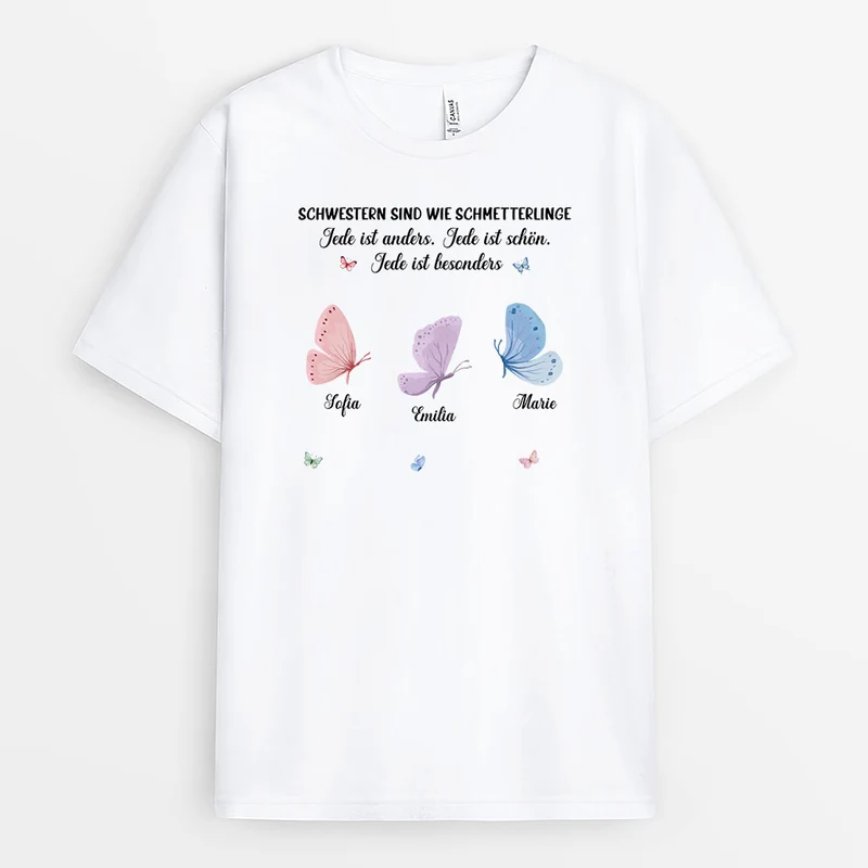 Schwestern Sind Wie Schmetterlinge - Personalisierte Geschenke Schwester | T-Shirts