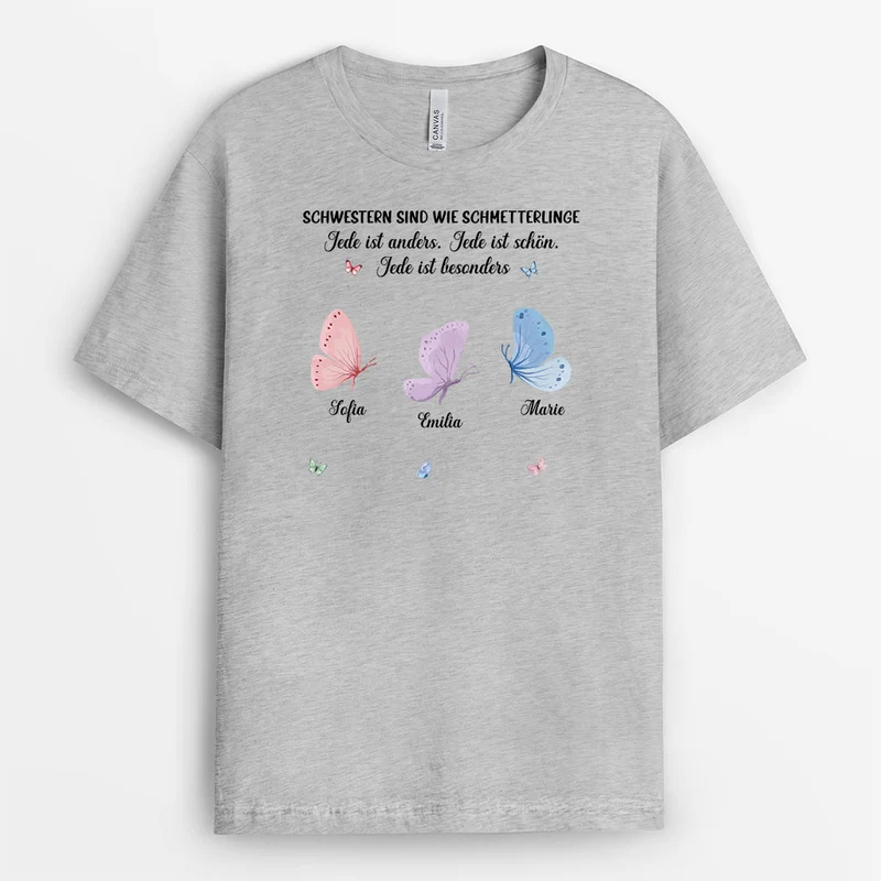 Schwestern Sind Wie Schmetterlinge - Personalisierte Geschenke Schwester | T-Shirts