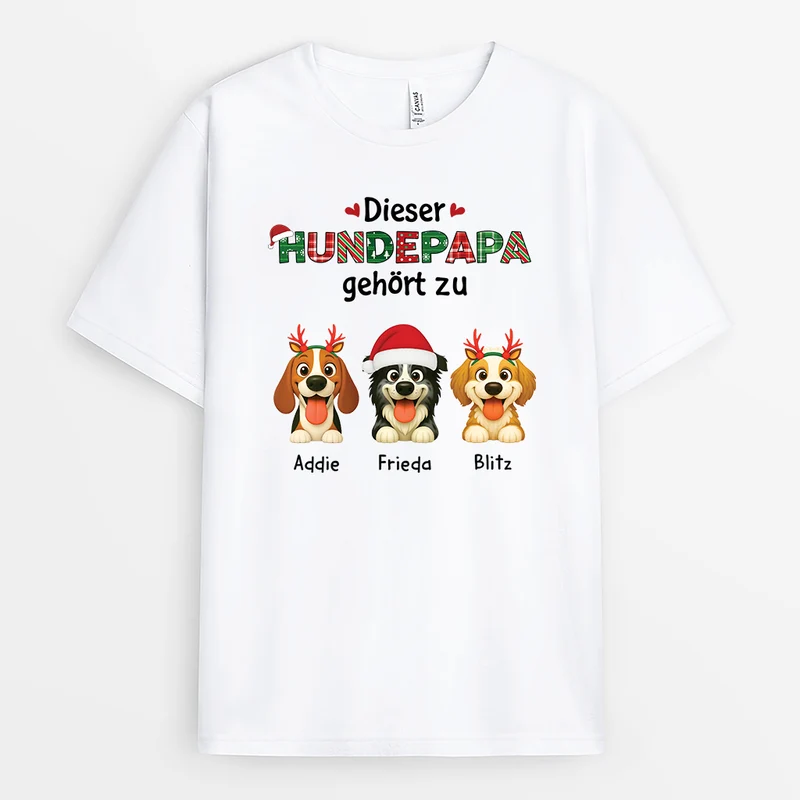 Dieser Hundepapa Gehört Zu - Personalisierte Weihnachtsgeschenke | T Shirt Hund