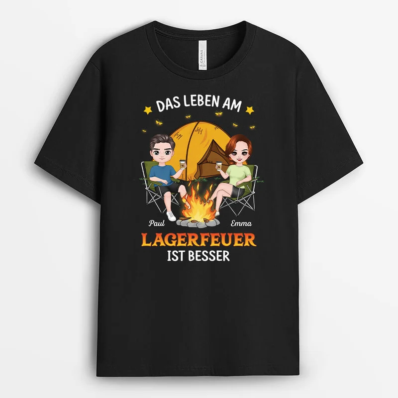 Das Leben Am Lagerfeuer Ist Besser - Personalisiertes Geschenk | T-Shirt Camping Lustig