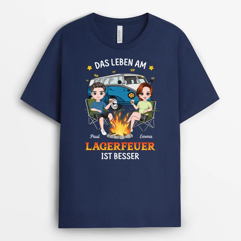 Das Leben Am Lagerfeuer Ist Besser - Personalisiertes Geschenk | T-Shirt Camping Lustig