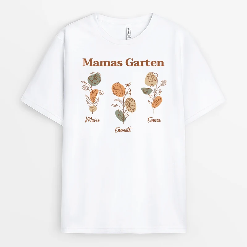 Mamas Garten Lineart - Personalisiertes Geschenk | Mama T-Shirt